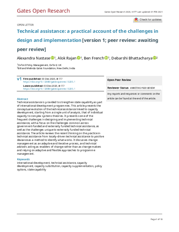  pdf referee report for technical assistance a practical account of