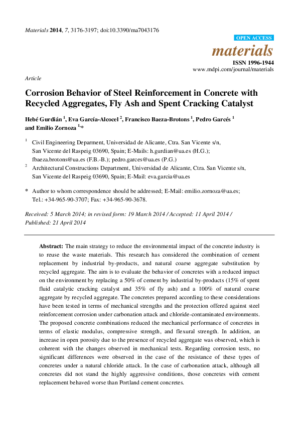 (PDF) Corrosion Behavior of Steel Reinforcement in Concrete with ...