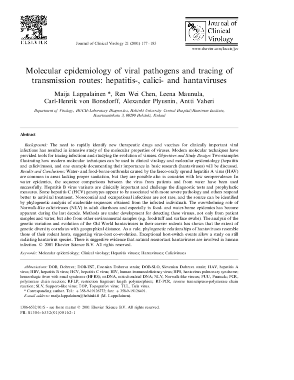 (PDF) Molecular epidemiology of viral pathogens and tracing of ...