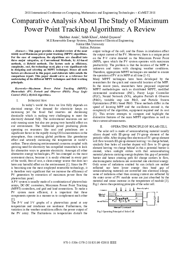 (PDF) Comparative analysis about the study of maximum power point ...