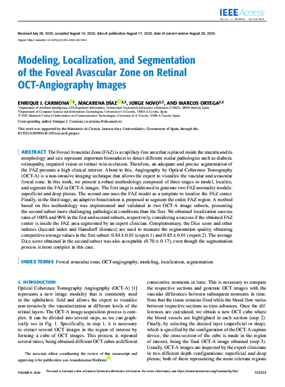 (PDF) Modeling, Localization, and Segmentation of the Foveal Avascular ...