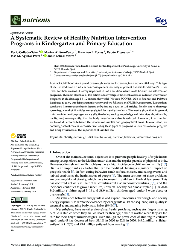 (PDF) A Systematic Review of Healthy Nutrition Intervention Programs in ...