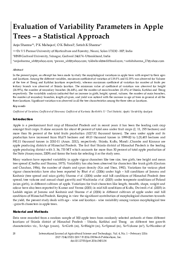 (PDF) Evaluation of Variability Parameters in Apple Trees – a ...