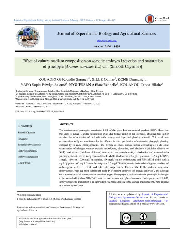(PDF) Effect of culture medium composition on somatic embryos induction ...