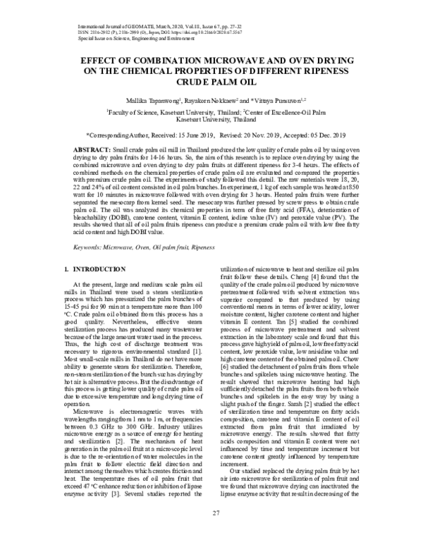 (PDF) Effect of Combination Microwave and Oven Drying on the Chemical ...
