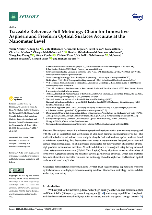 (PDF) Traceable Reference Full Metrology Chain for Innovative Aspheric ...