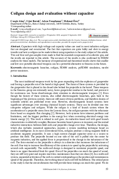 (PDF) Coilgun design and evaluation without capacitor