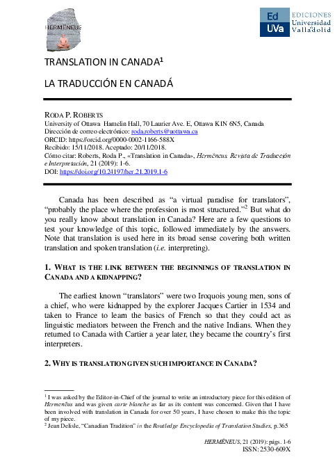(PDF) Translation in Canada