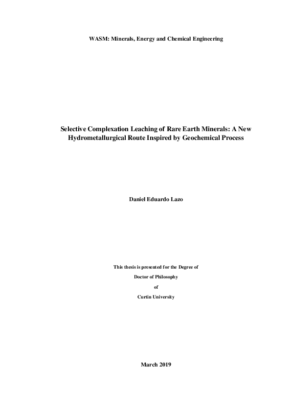(PDF) Selective Complexation Leaching of Rare Earth Minerals: A New ...
