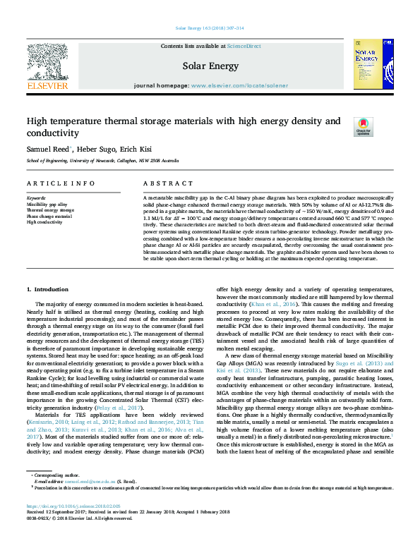 (PDF) High temperature thermal storage materials with high energy ...