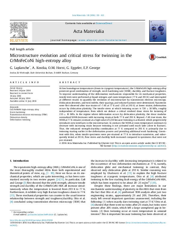 (PDF) Microstructure evolution and critical stress for twinning in the ...