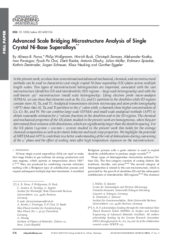 (PDF) Advanced Scale Bridging Microstructure Analysis of Single Crystal ...