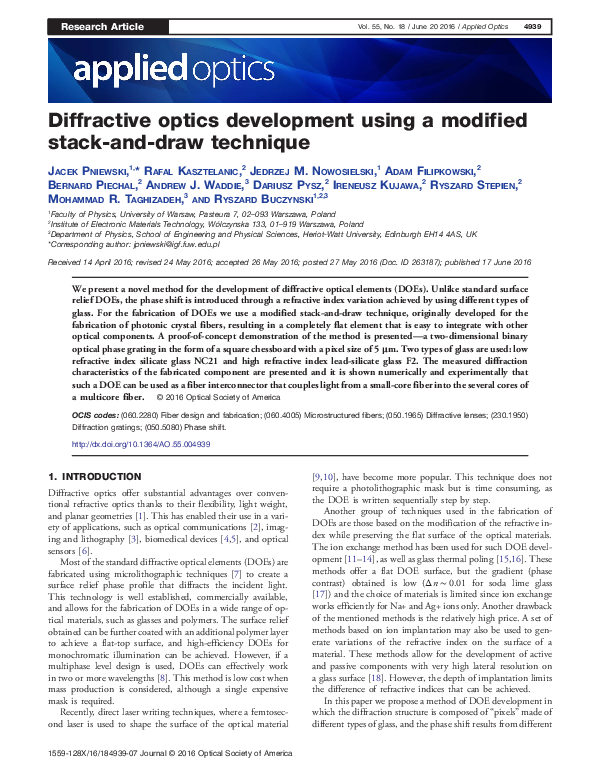 (PDF) Diffractive optics development using a modified stackanddraw