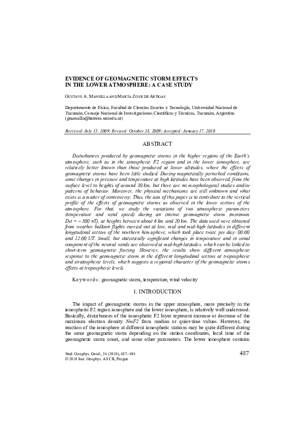 (PDF) Evidence of geomagnetic storm effects in the lower atmosphere: A ...