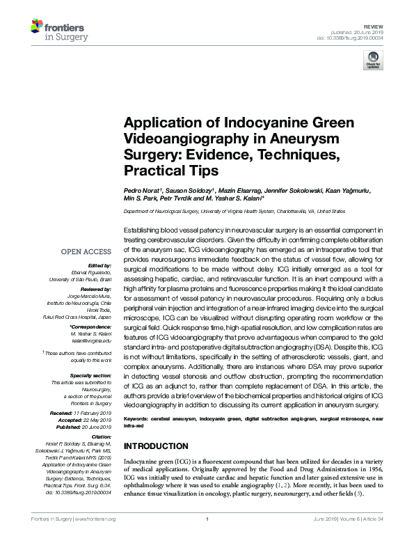 (PDF) Application of indocyanine green videoangiography in surgery for ...