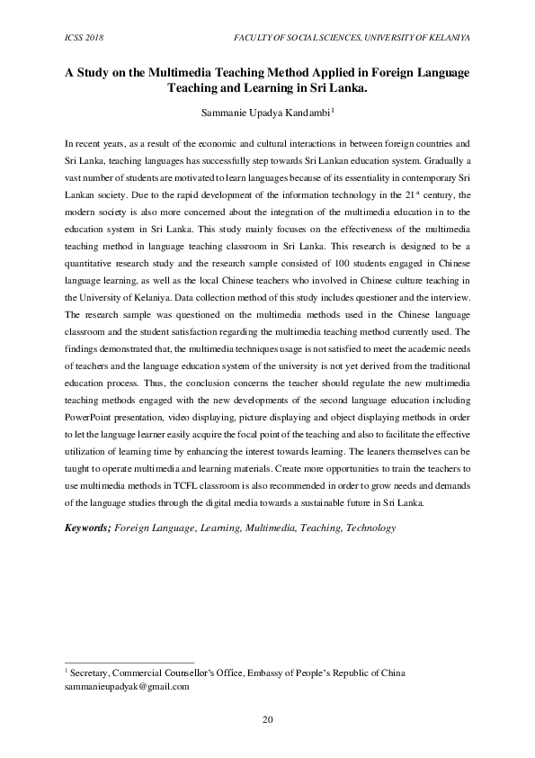 (PDF) A Study on the Multimedia Teaching Method Applied in Foreign ...