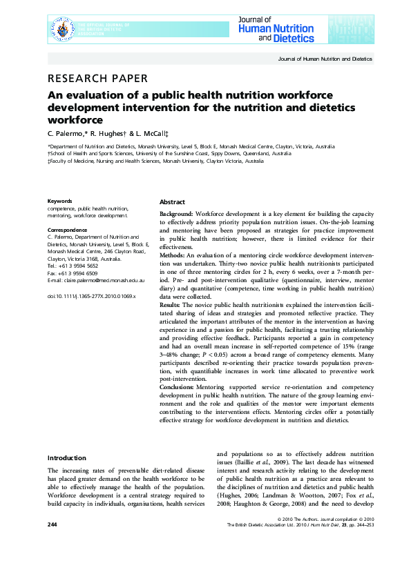 (PDF) An evaluation of a public health nutrition workforce development ...