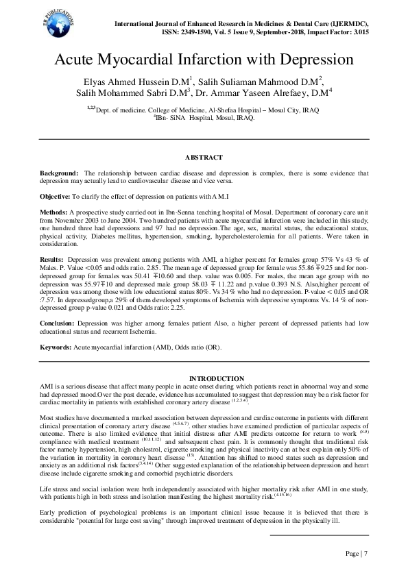 (PDF) Acute Myocardial Infarction with Depression