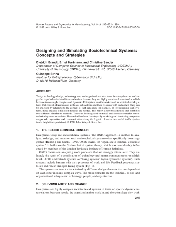 (PDF) Simulating Sociotechnical Systems in Complex Enterprises
