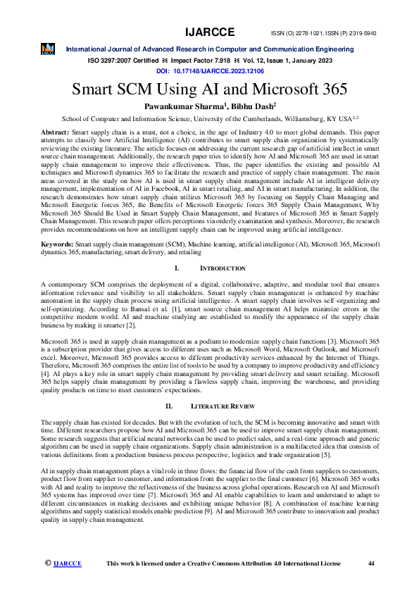 (PDF) Smart SCM Using AI and Microsoft 365