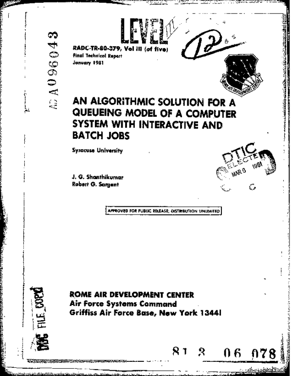 (PDF) An Algorithmic Solution for a Queueing Model of a Computer System ...