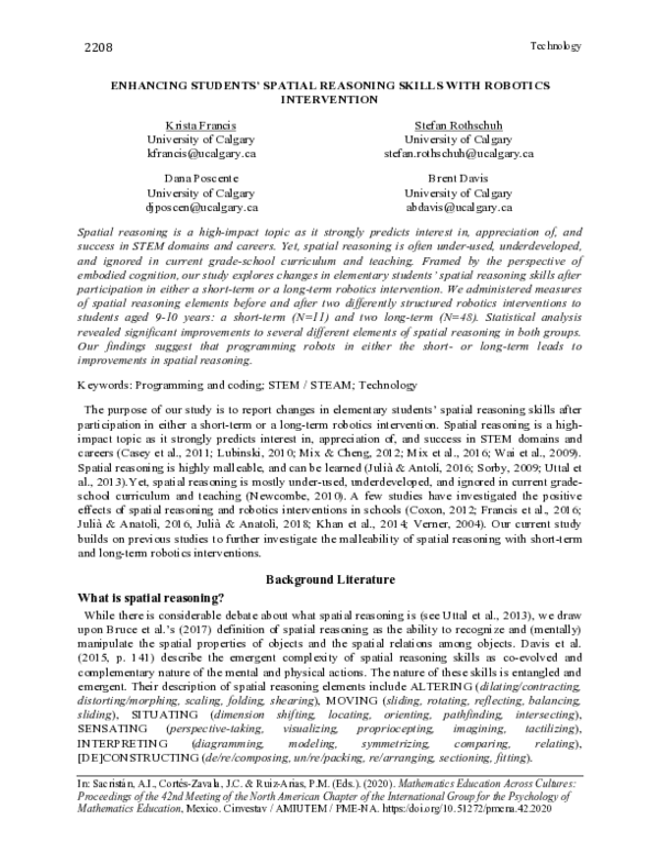 (PDF) Enhancing students’ spatial reasoning skills with robotics ...