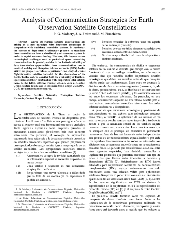 (PDF) Analysis of Communication Strategies for Earth Observation ...