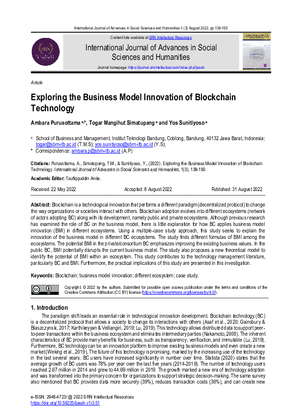 (PDF) Exploring the Business Model Innovation of Blockchain Technology