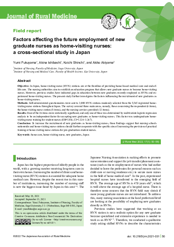 (PDF) Factors affecting the future employment of new graduate nurses as ...