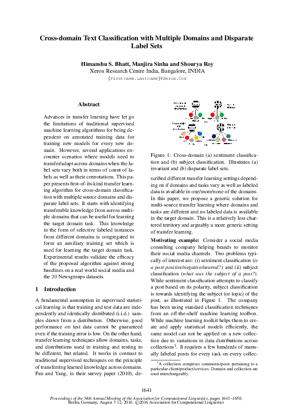 (PDF) Cross-domain Text Classification with Multiple Domains and ...