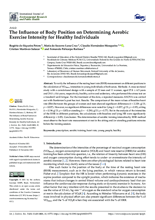 (PDF) The Influence of Body Position on Determining Aerobic Exercise ...