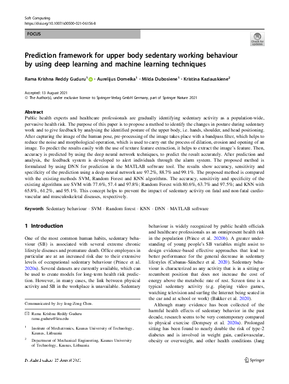 (PDF) Prediction framework for upper body sedentary working behaviour ...