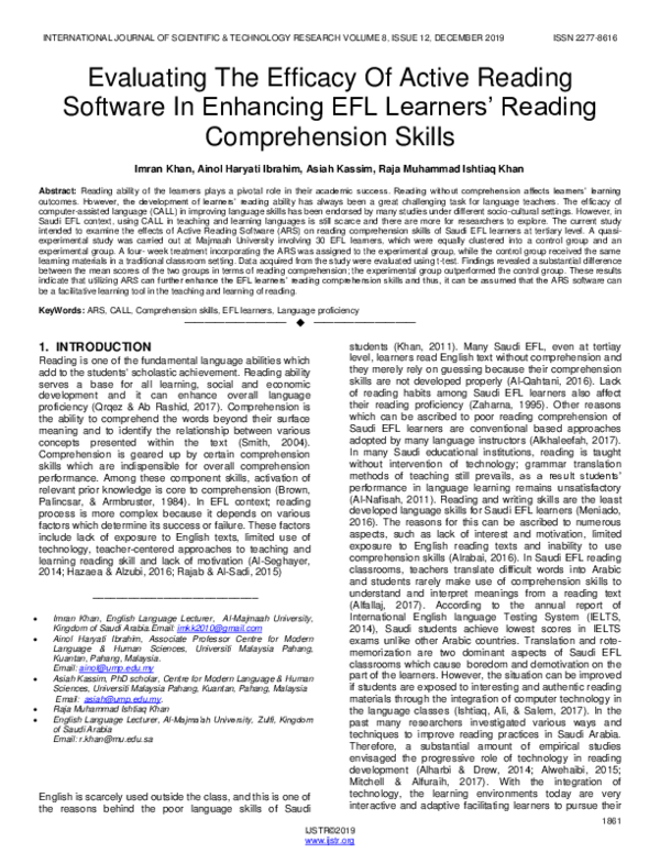(PDF) Evaluating The Efficacy Of Active Reading Software In Enhancing ...
