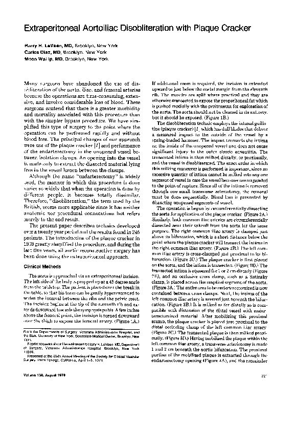 (PDF) Extraperitoneal aortoiliac disobliteration with plaque cracker