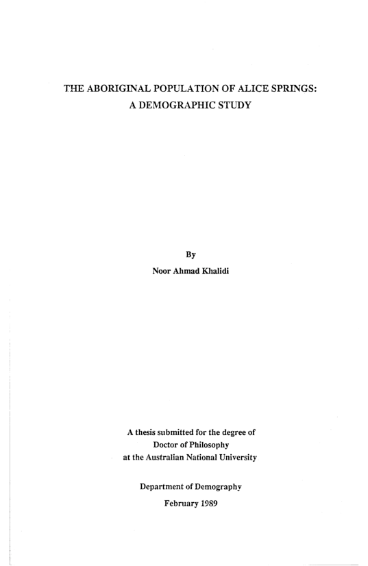 (PDF) The Aboriginal population of Alice Springs a demographic study