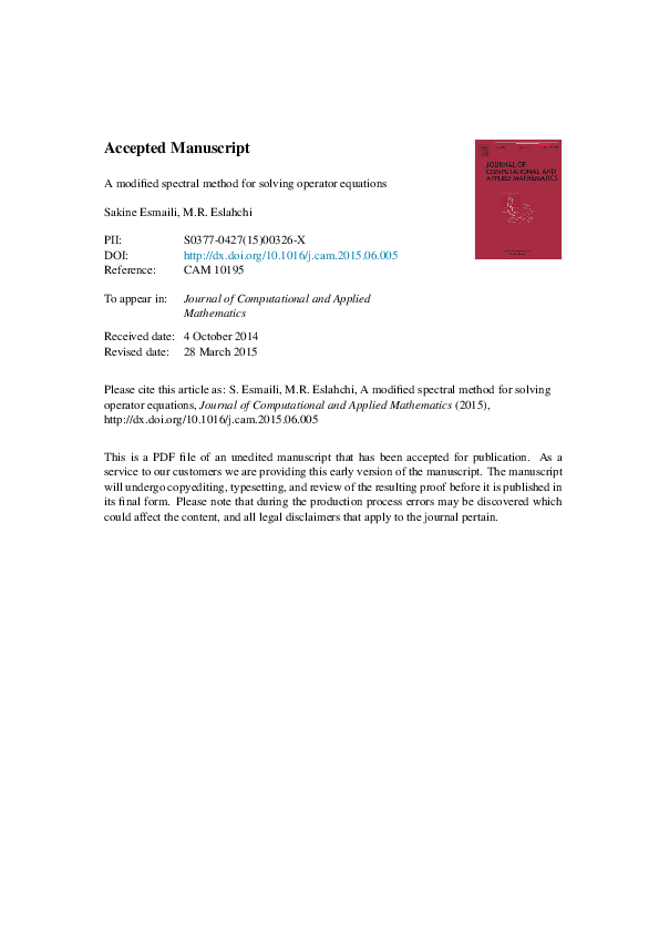 Pdf A Modified Spectral Method For Solving Operator Equations
