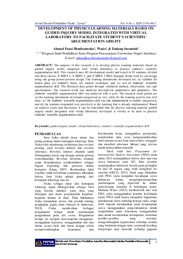 (PDF) Development of Physics Learning Materials Based on Guided Inquiry ...