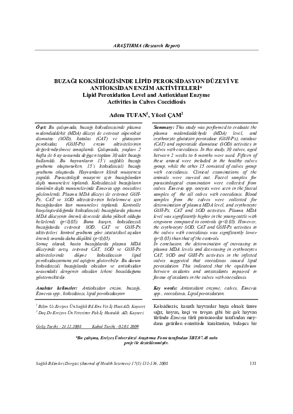 (PDF) Lipid Peroxidation Level and Antioxidant Enzyme Activities in ...