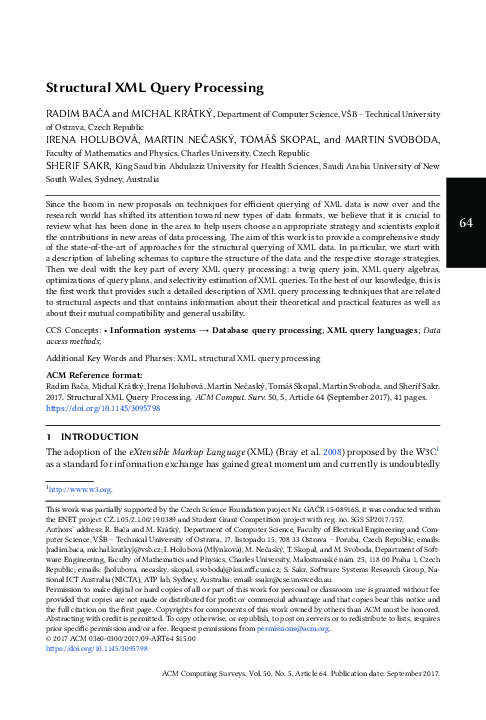 (PDF) Structural XML Query Processing