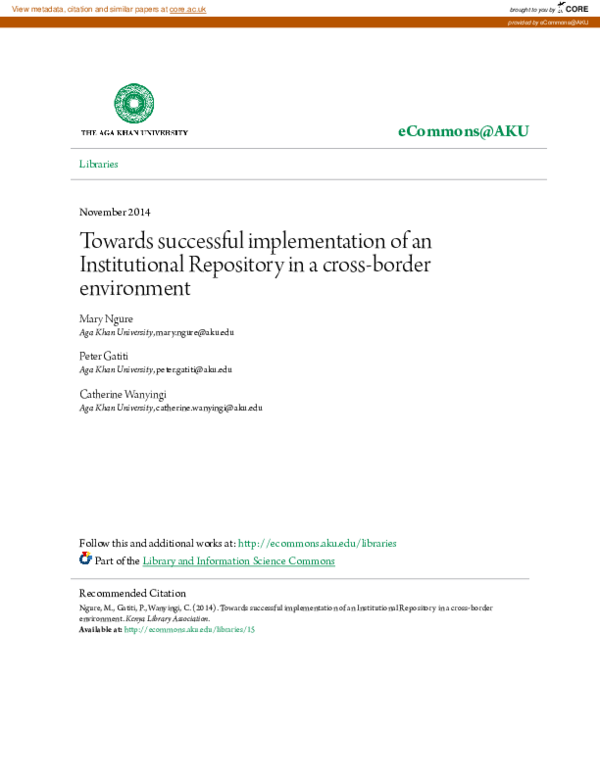 (PDF) Towards successful implementation of an Institutional Repository ...