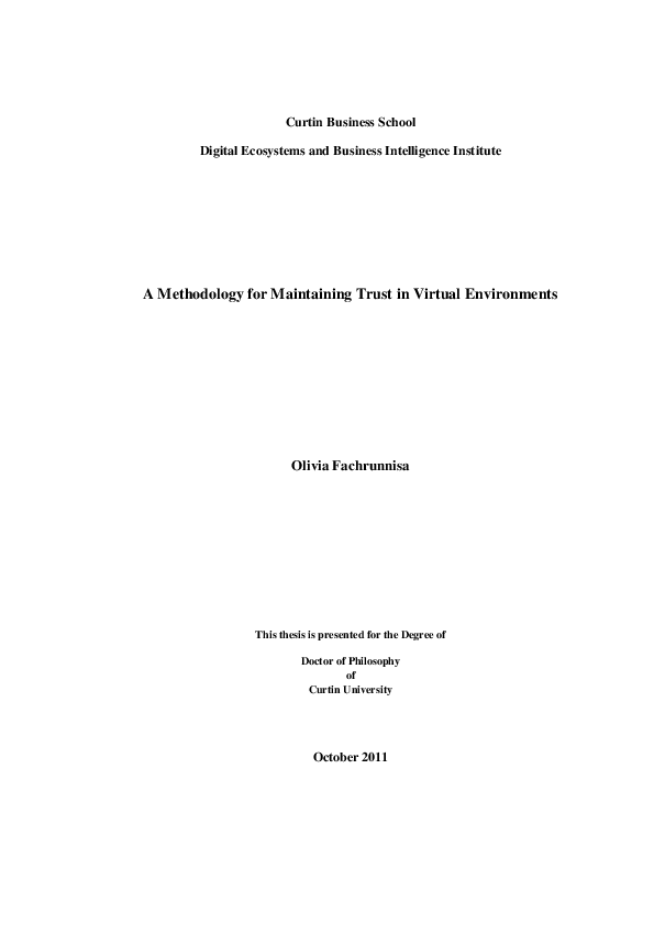 (PDF) Maintaining Trust in Virtual Environments