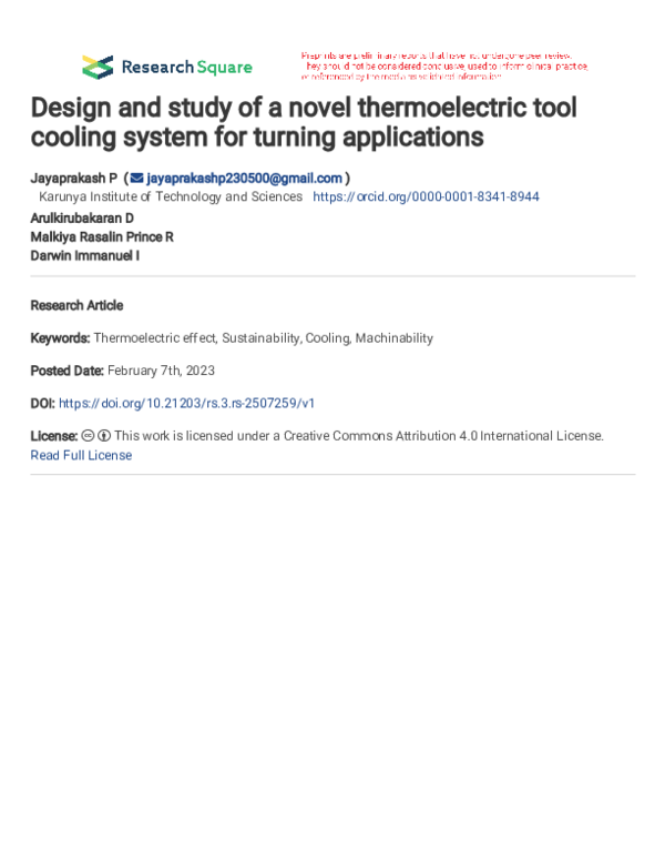 (PDF) Design and study of a novel thermoelectric tool cooling system ...