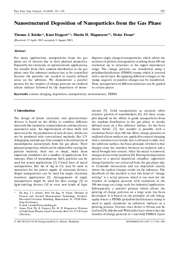 (PDF) Nanostructured Deposition of Nanoparticles from the Gas Phase