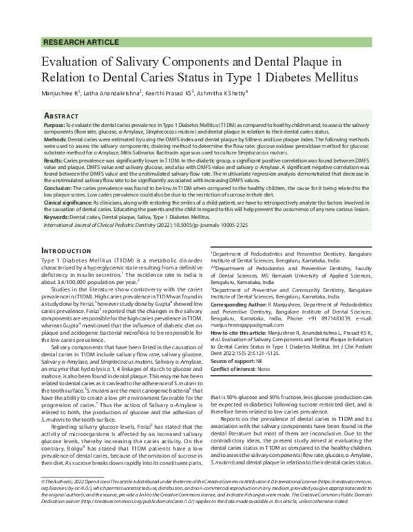 (PDF) Evaluation of Salivary Components and Dental Plaque in Relation ...