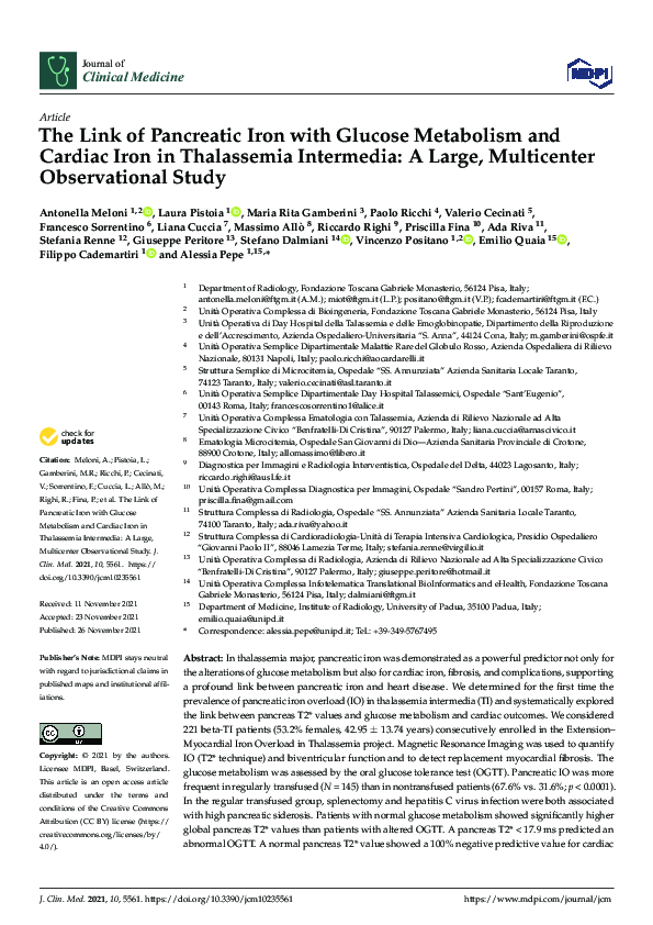 (PDF) The Link of Pancreatic Iron with Glucose Metabolism and Cardiac ...