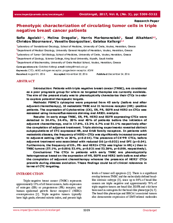(PDF) Phenotypic characterization of circulating tumor cells in triple ...