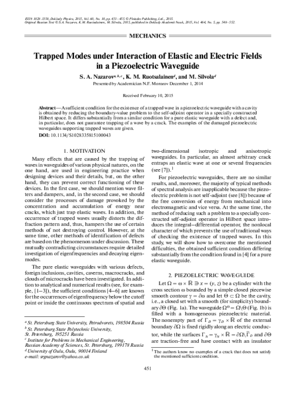 (PDF) Trapped modes under interaction of elastic and electric fields in ...