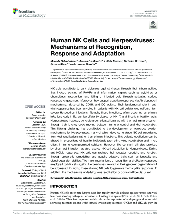 (PDF) Human NK Cells and Herpesviruses: Mechanisms of Recognition ...