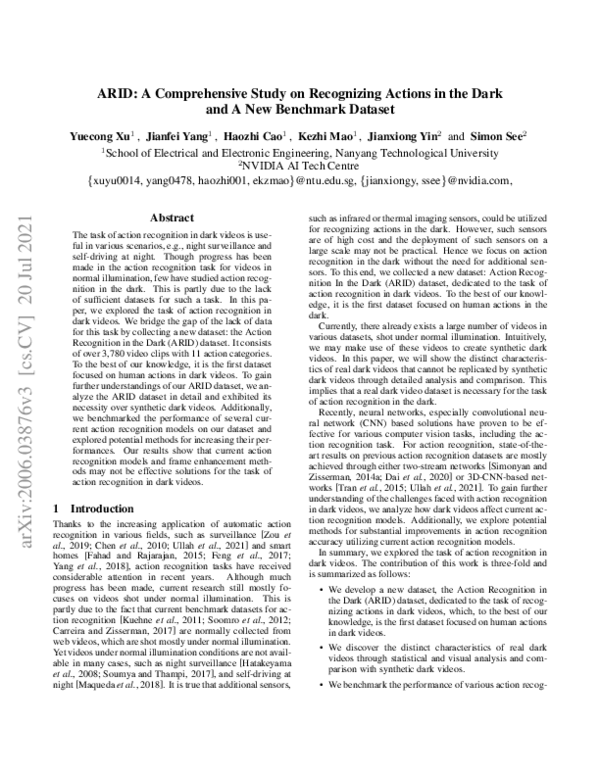 (PDF) ARID: A Comprehensive Study on Recognizing Actions in the Dark ...