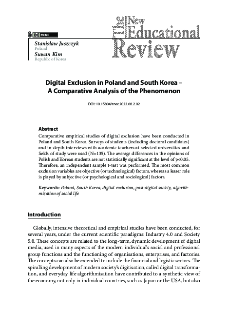 (PDF) Digital Exclusion in Poland and South Korea - A Comparative ...